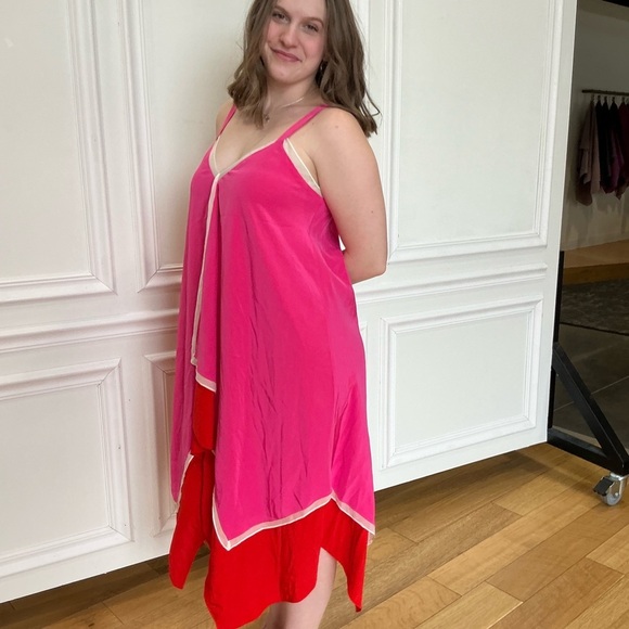 Silk Diane Von Furstenberg Pink and Red dress - Picture 6 of 9